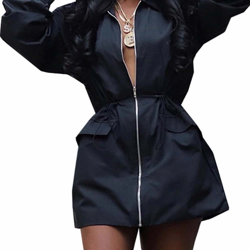 Women’s long sleeve V neck fall casual mini dress